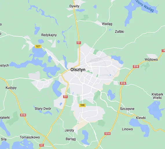 Mapa regionu - Olsztyn