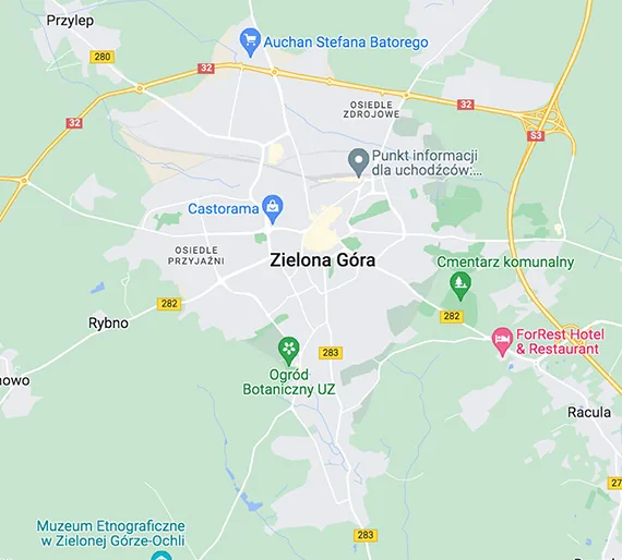 Mapa Zielona Góra